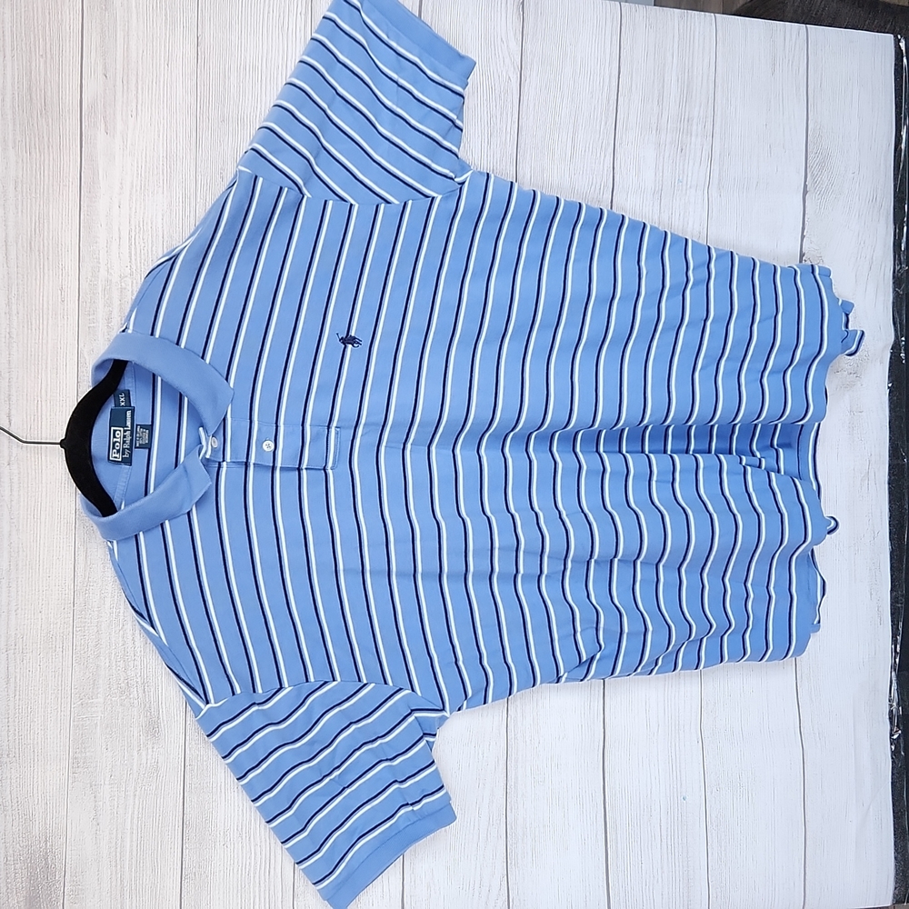 Polo by Ralph Lauren blue with black and white stripes polo